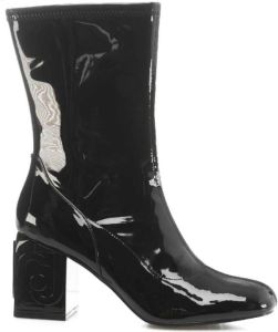 Liu Jo Zwarte Patent Stretch Enkellaarzen Aw23 Zwart Dames