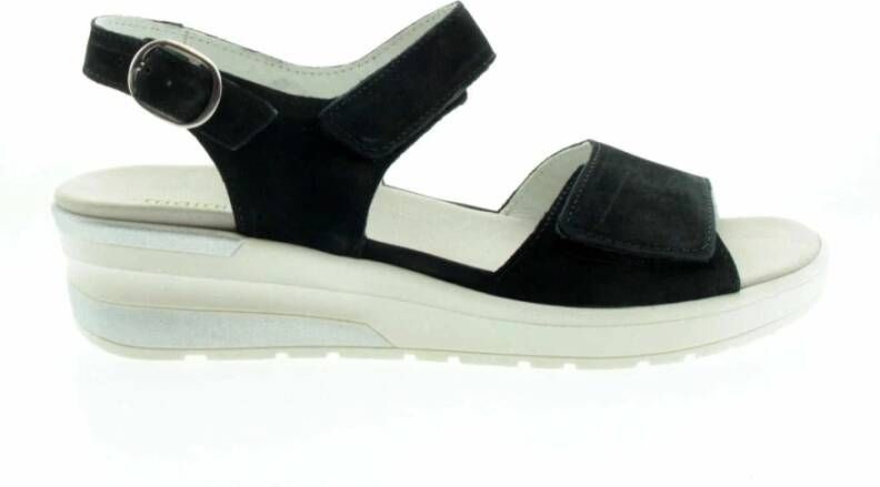 Lloyd Comfortabele leren sandalen met sleehak Black Dames