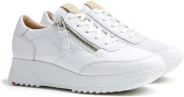 Lloyd Klassieke witte sneaker met rits en veters White Dames