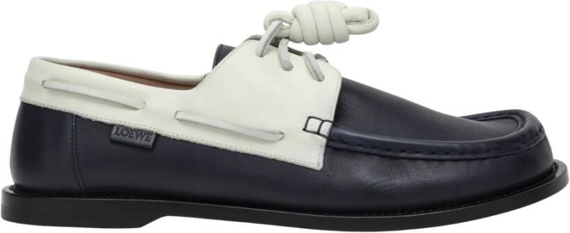 Loewe Blauwe Veterschoenen Met Platte Zool