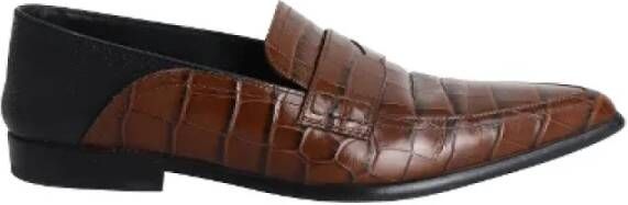 Loewe Pre-owned Leather flats Brown Dames