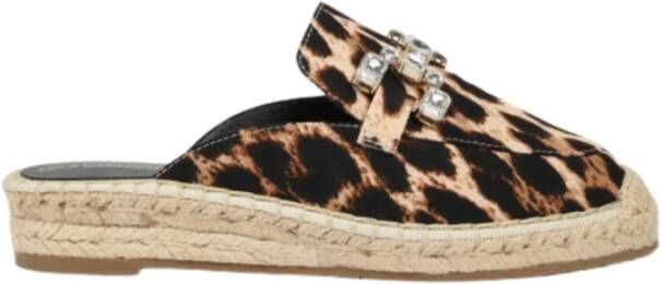 Lola Casademunt Luipaardprint Platte Espadrilles met Kristallen Gesp Detail