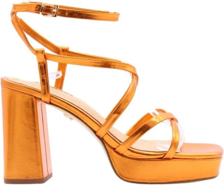 Lola Cruz Hoge hak sandalen met stoffen details Orange Dames - Foto 5