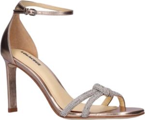 Lola Cruz Bronzen Kristal Hoge Hak Sandalen Grijs Dames