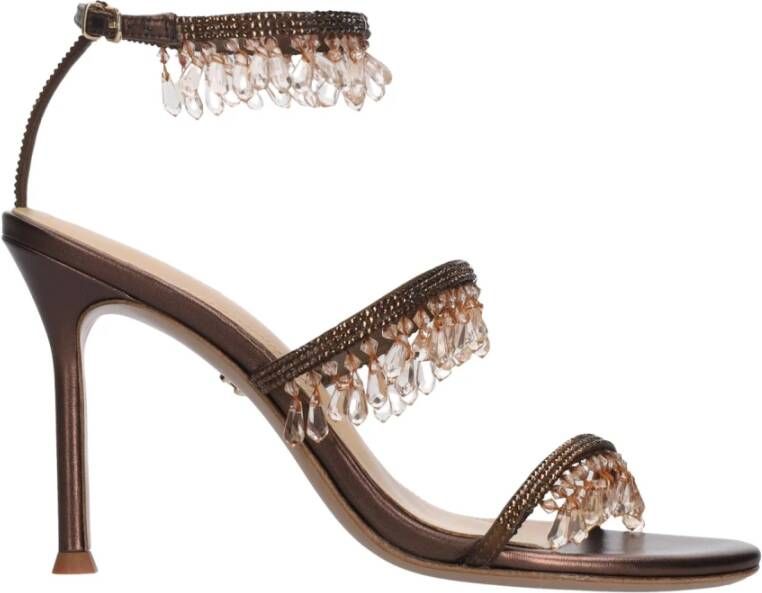 Lola Cruz Bruine Sandalen met Hoge Hak en Bandjes