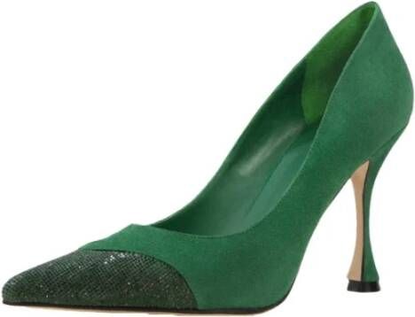 Lola Cruz Glinsterende Groene Leren Pumps Groen Dames