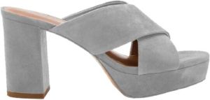 Lola Cruz Grijze Su?de Kruisband Blokhak Sandalen Grijs Dames