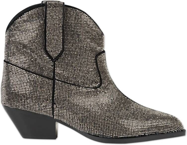 Lola Cruz Grijze Suède Kristalversierde Westernlaarzen Gray Dames