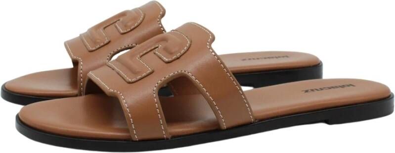 Lola Cruz Leren Instap Sandalen Brown Dames