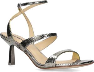 Lola Cruz Metallic Reptiel Hoge Hak Sandalen Grijs Dames