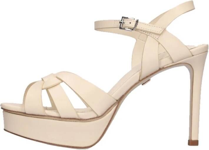 Lola Cruz Off White Leren Plateau Sandalen White Dames