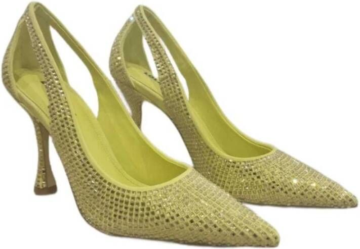 Lola Cruz Pumps met Puntige Neus en Strass Groen Dames