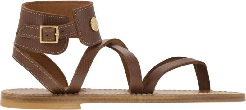 Longchamp Franse samenwerking leren sandalen Brown Dames