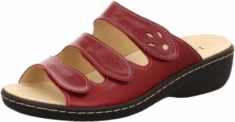 Longo Dames Leren Slippers Comfortabele Platte Sandalen