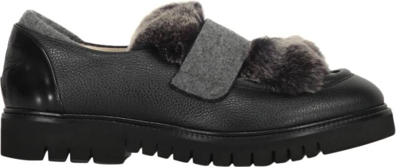 Lorena Antoniazzi Fur Leren Loafers Ronde Neus