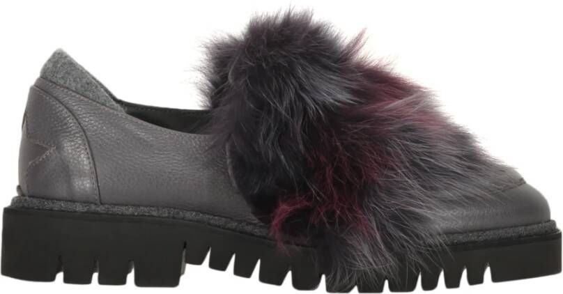 Lorena Antoniazzi Fur Patch leren loafers