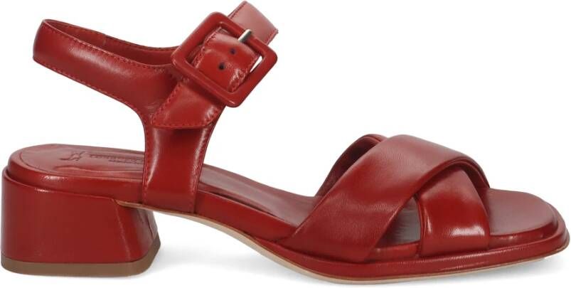 Lorenzo Masiero Rode Leren Sandaal Comfort Stijl