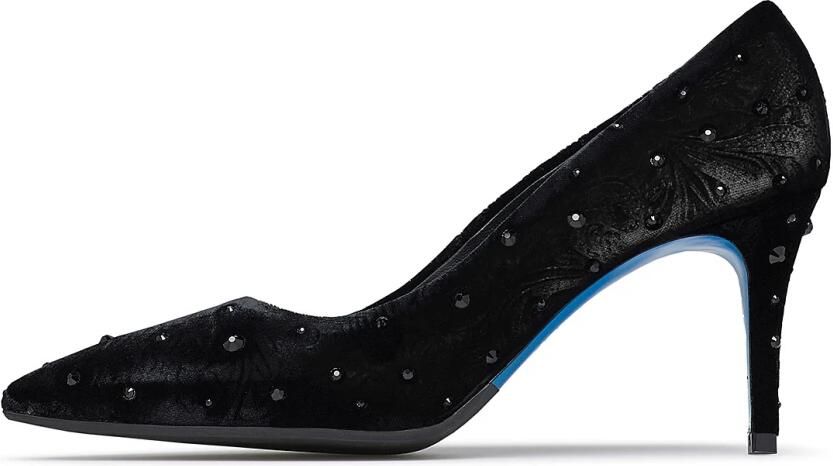 Loriblu Crystals versierde damast fluwelen pumps