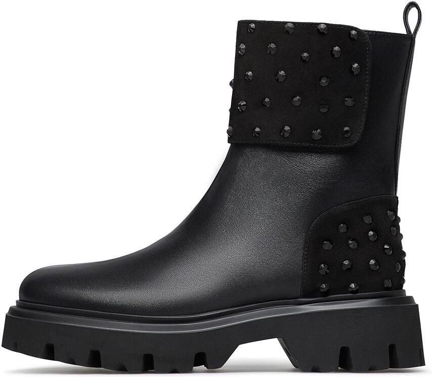 Loriblu Crystals versierde nappa leren combat enkelboots