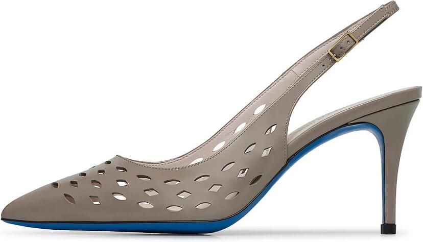 Loriblu Slingback in modderkleurig vernis met geometrische motieven