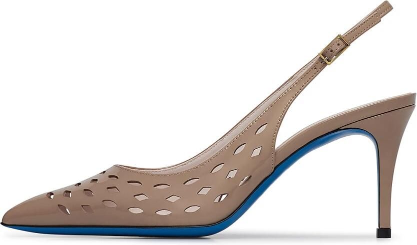 Loriblu Slingback in poederroze vernis met geometrische motieven