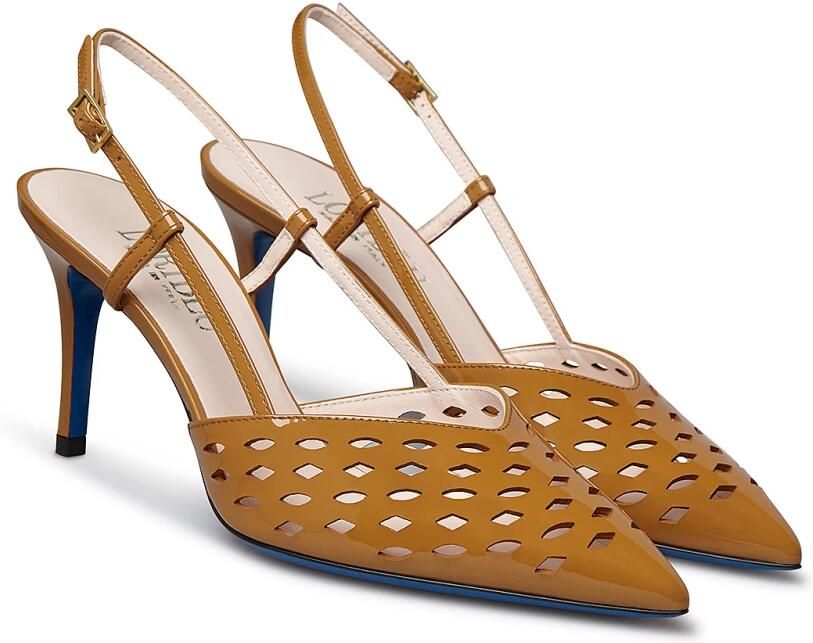 Loriblu Slingback in roestkleurig lakleer met geometrische motieven - Foto 2
