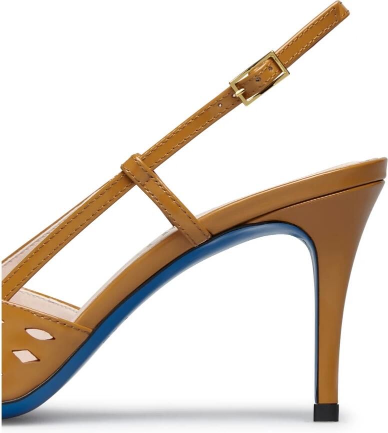 Loriblu Slingback in roestkleurig lakleer met geometrische motieven - Foto 4