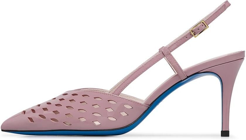 Loriblu Slingback ontwerp laser-gesneden geometrisch in lila lak