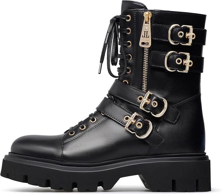 Loriblu Straped Calfskin Combat Enkellaarsjes