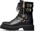 Loriblu Straped Calfskin Combat Enkellaarsjes - Zwart