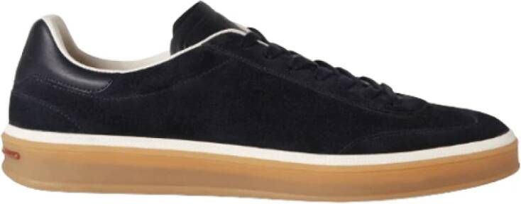 Loro Piana Blauwe Tennis Sneaker met Karamel Cup Zool