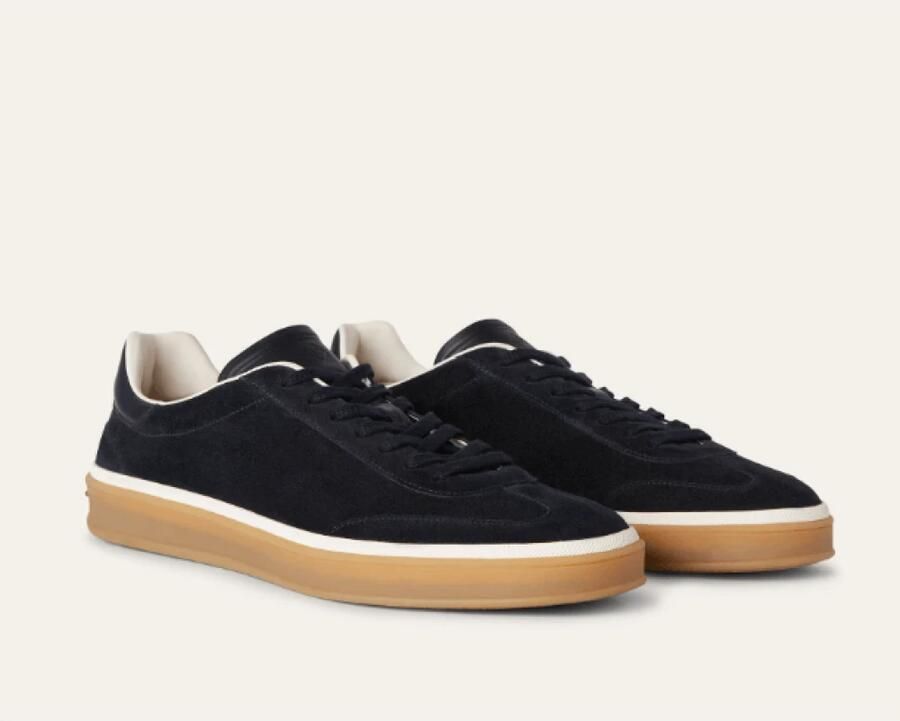 Loro Piana Blauwe Tennis Sneaker met Karamel Cup Zool