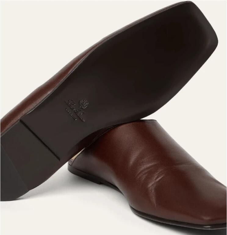 Loro Piana Bruin leren platte muil schoen