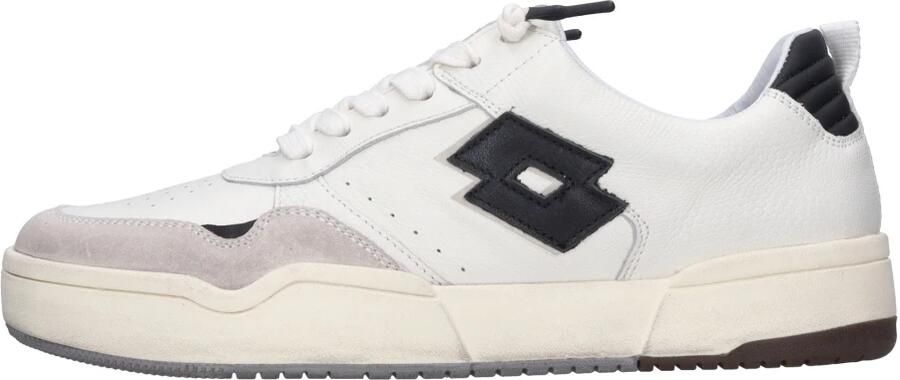 Lotto Witte Leren Sneakers met Suède Inzetstukken White Heren