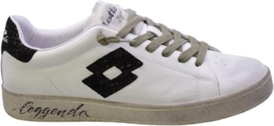 Lotto Witte leren sneakers met zwart suède