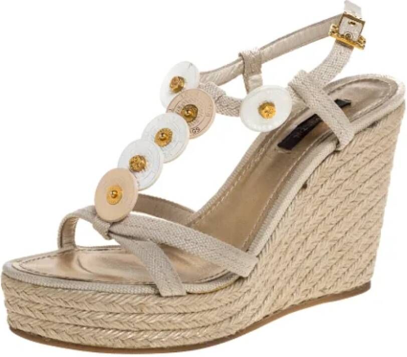 Louis Vuitton Vintage Pre-owned Canvas sandals Beige Dames