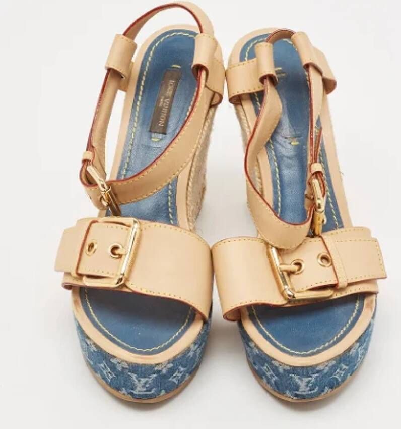 Louis Vuitton Vintage Pre-owned Denim sandals Brown Dames
