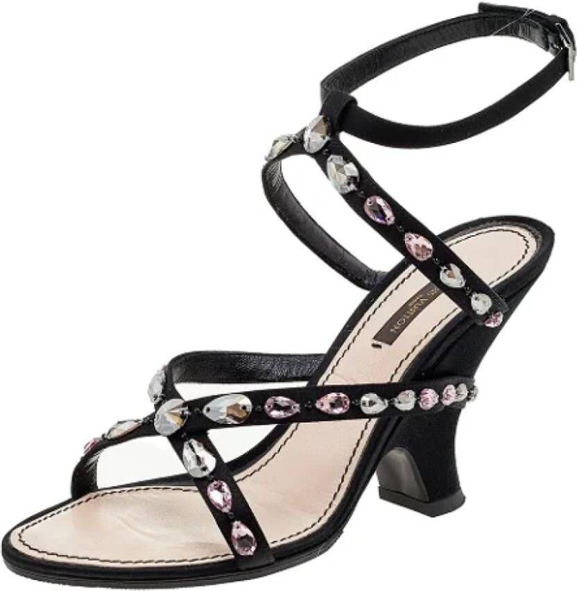Louis Vuitton Vintage Pre-owned Satin sandals Black Dames