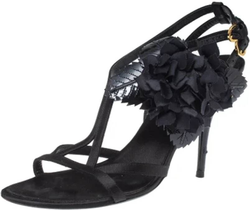 Louis Vuitton Vintage Pre-owned Satin sandals Black Dames