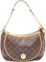 Louis Vuitton Vintage Tweedehands Bedrukte Canvas Hobo Tas met Ritssluiting Schouderband en Draaislot - Thumbnail 1