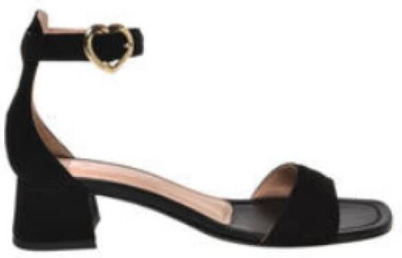 Love Moschino Black Heart Buckle Sandals