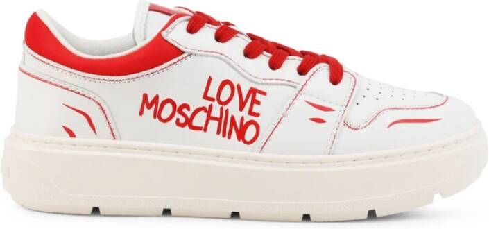 Love Moschino Dames Leren Sneakers Lente Zomer Collectie Wit Dames