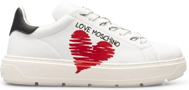 Love Moschino Dames Leren Sneakers Lente Zomer Collectie Wit Dames