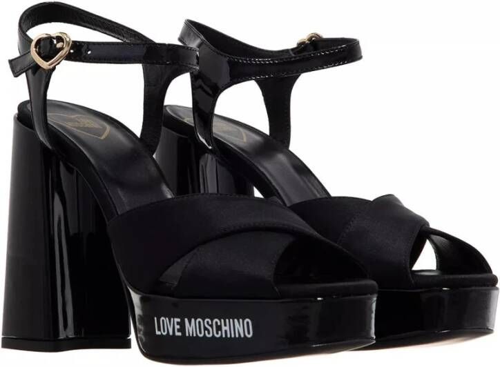 Love Moschino Fantasy Color Leren Plateau Sandalen Black Dames