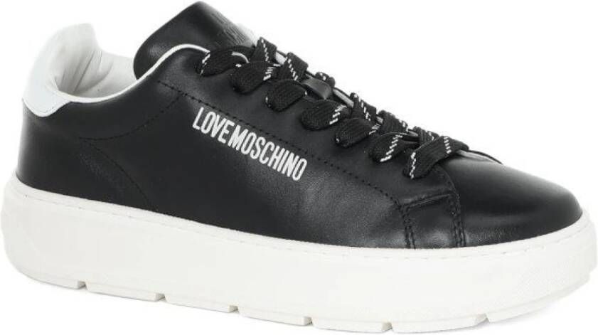 Love Moschino Gedurfde Sneaker in Wit Leer Black Dames