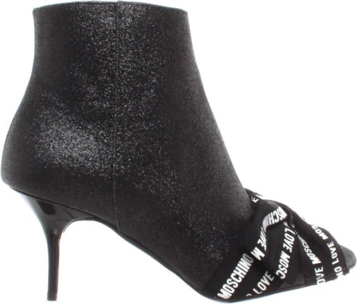 Love Moschino Glitter Zwarte Enkellaarzen Zwart Dames