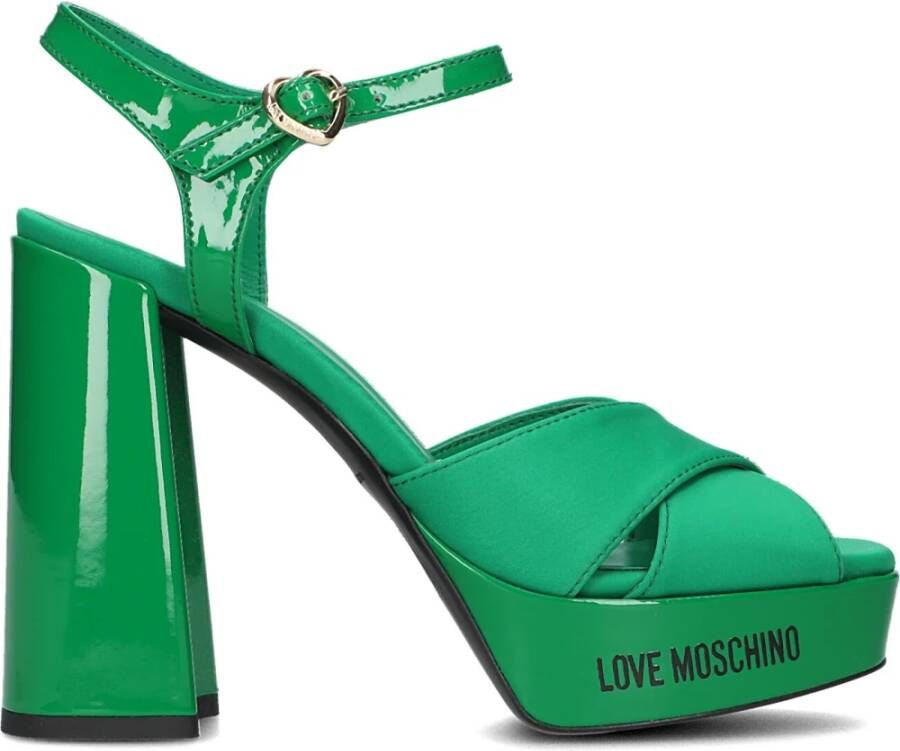 Love Moschino Groene Kruisband Blokhak Sandalen Green Dames - Foto 4