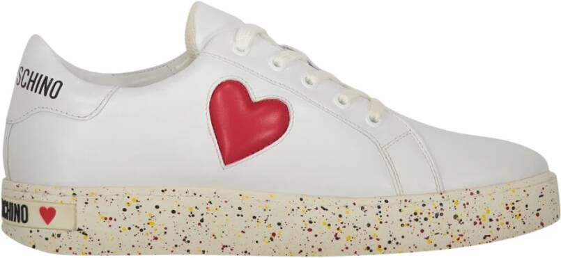 Love Moschino Lage leren sneakers met contrasterende inzetstukken White Dames