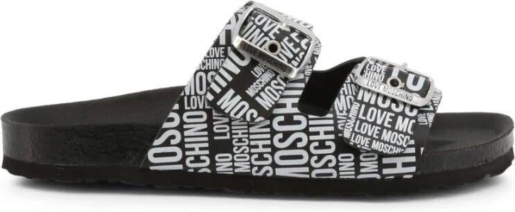 Love Moschino Leren Gespsandalen Black Dames