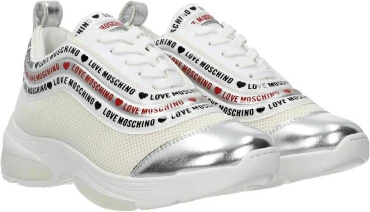 Love Moschino Logo Stoffen Sneakers met Middelhoge Hakken